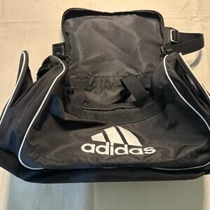 Adidas black and white duffel